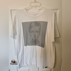 Deter White T‑Shirt with Black Dot Grid Graphic Size Xl